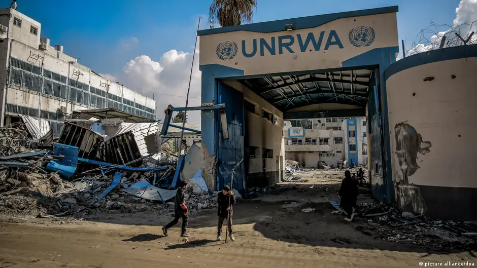 Damaged UNRWA building in the Gaza Strip