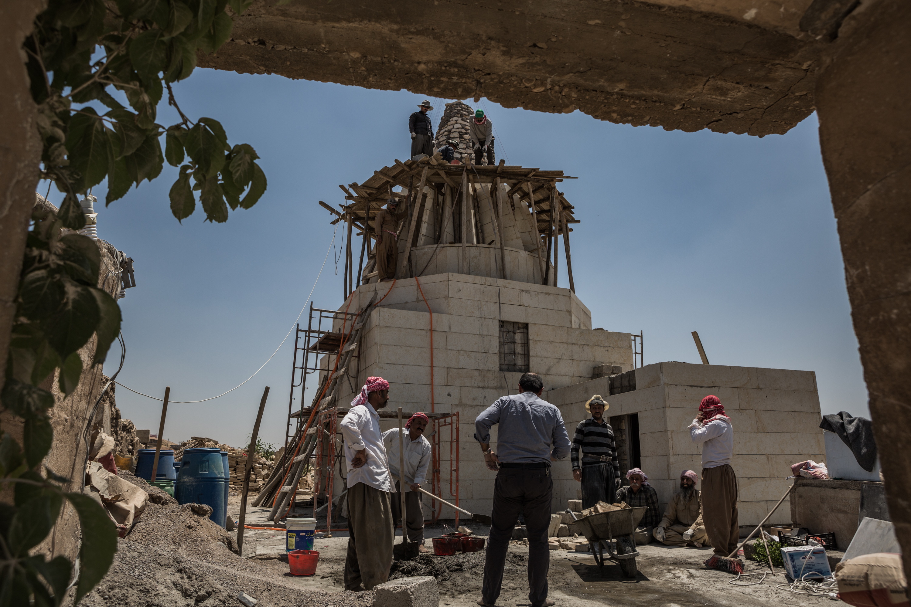 View of the reconstruction of a religious temple