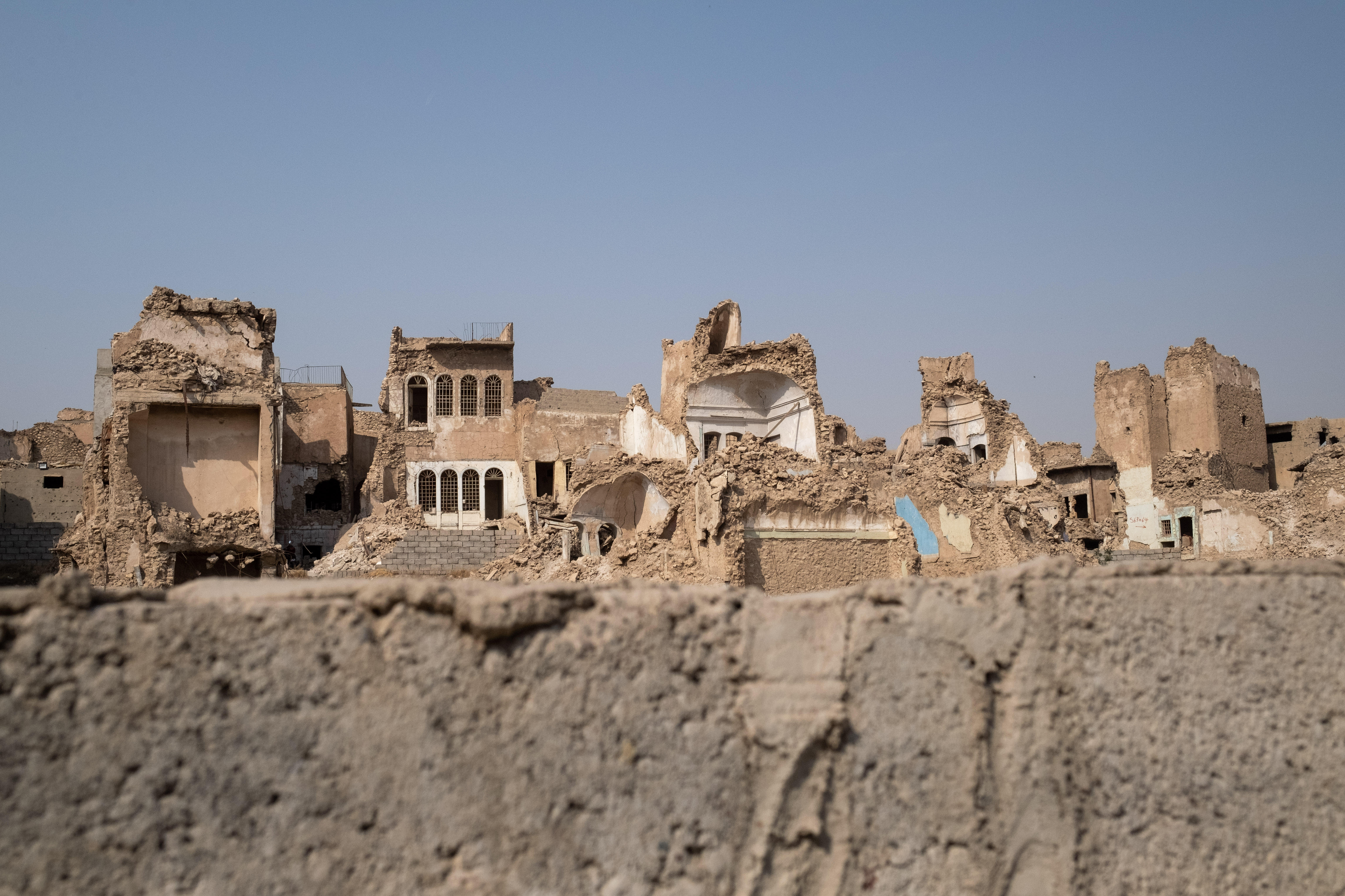 View of destroyed buildings in the historic centre of the city of Mosul