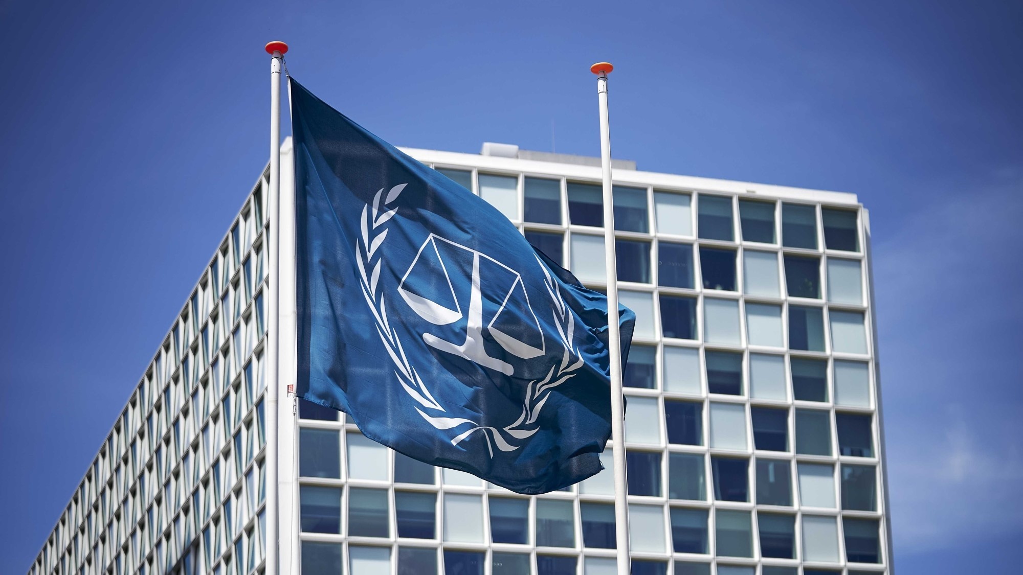 The International Criminal Court in The Hague against a blue sky. 