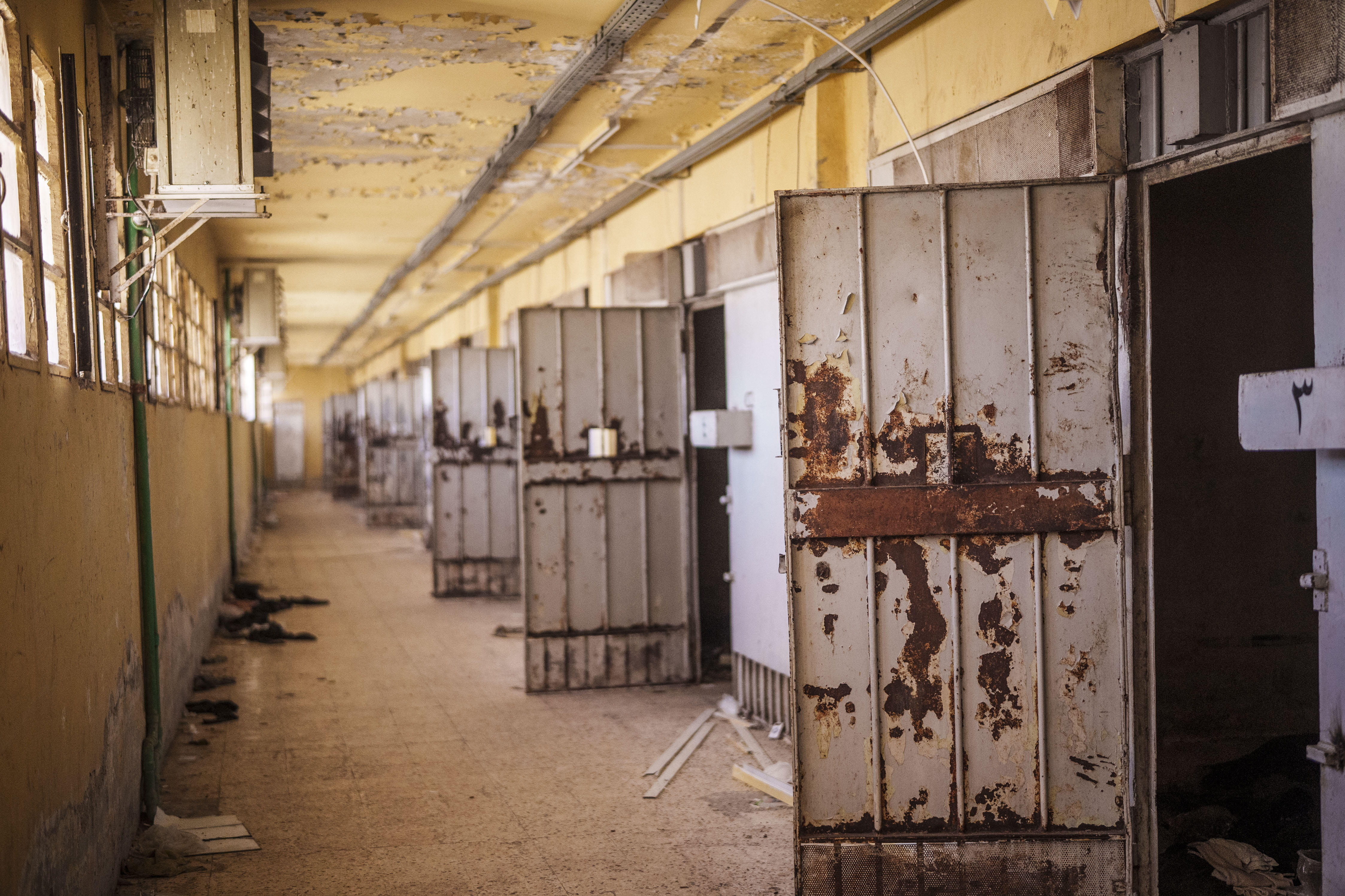 A corridor in a prison.