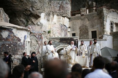 Patriarch Bartholomäus I. während der Zeremonie in Sumela; Foto: Iason Athanasiadis