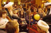 Hassan Dyck with children of the Sufi community (photo: Ikhlas Abbis)