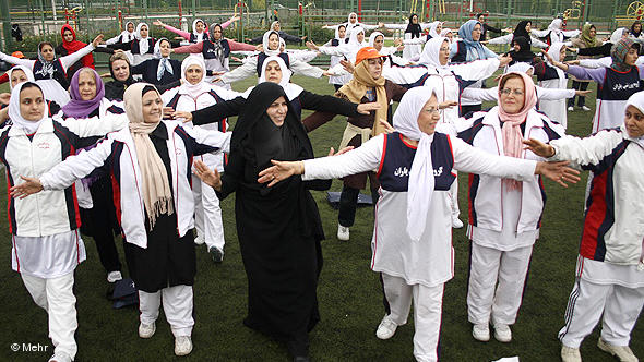 Ladies playing sports in a public park