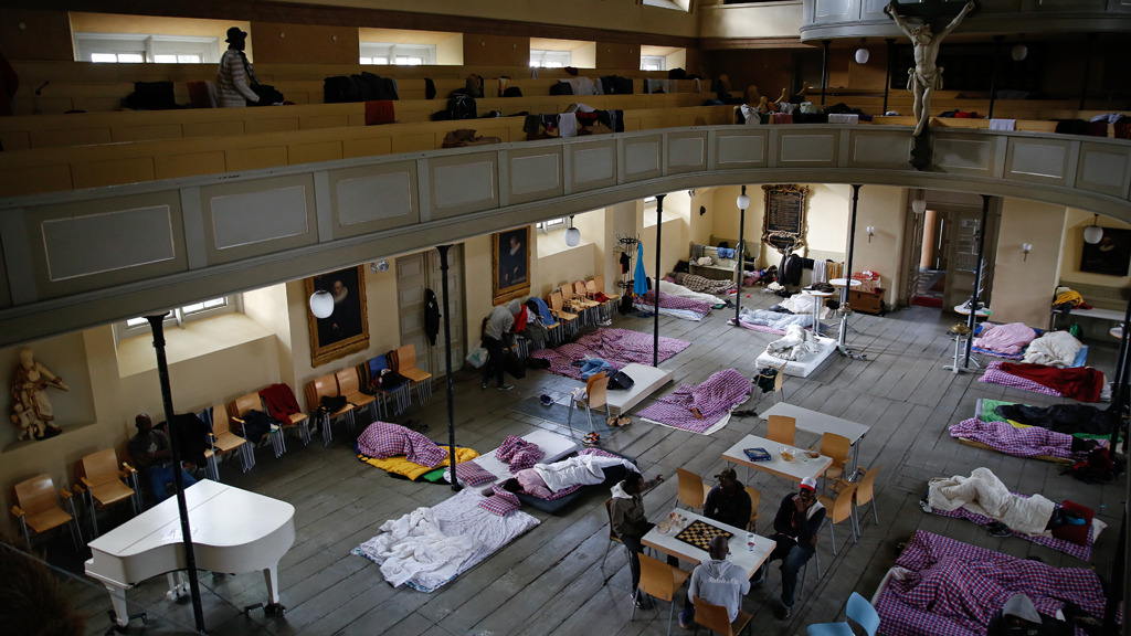 Afrikanische Flüchtlinge in der St. Pauli Kirche in Hamburg; Foto: Reuters