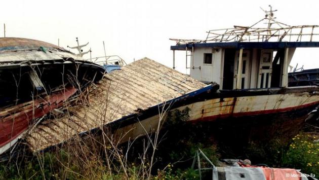 Boats rotting in the graveyard of the boats on Lampedusa (photo: Mamadou Ba)