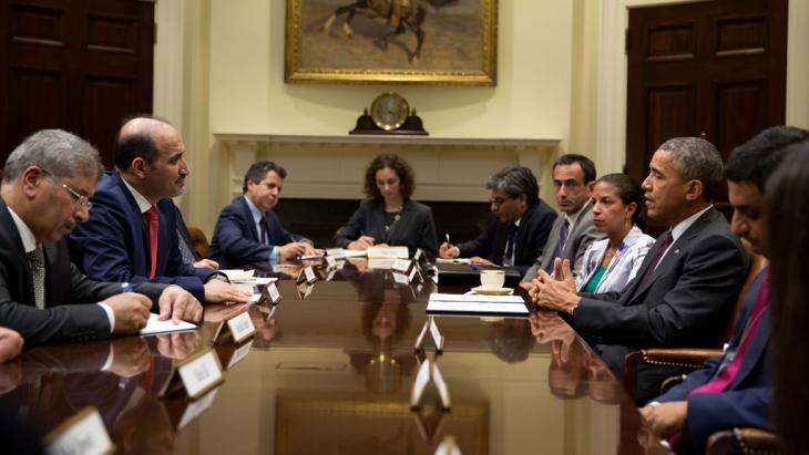 Ahmed Jarba of the National Syrian Council during a meeting with US President Barack Obama in the White House (photo: picture-alliance/AA)