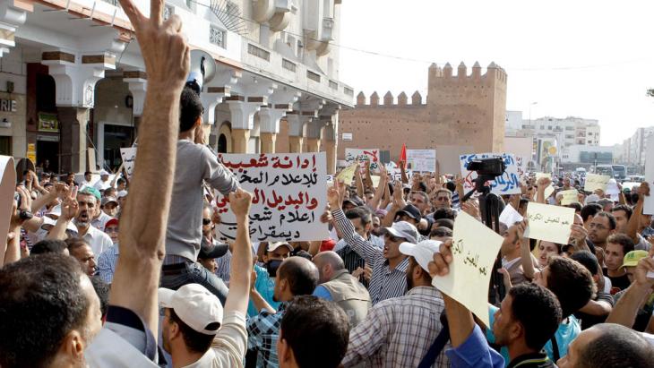 The 20 February movement in Morocco protesting in Rabat (photo: AP)