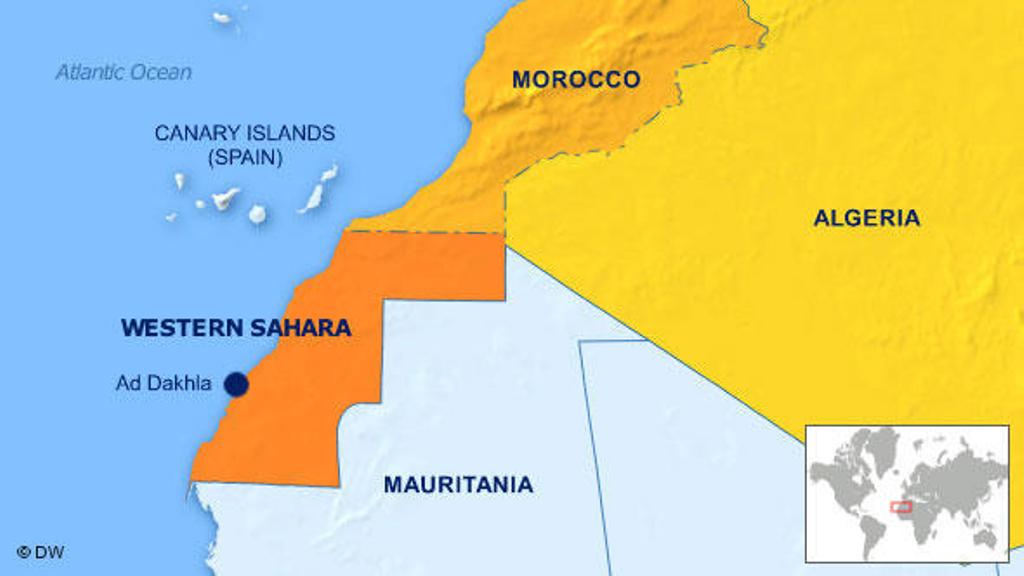 Map of north-western Africa showing Morocco, Algeria and the disputed territory of Western Sahara (source: DW)