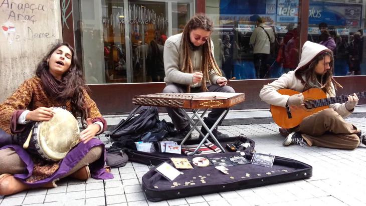 The members of Light in Babylon perform on a street in Istanbul (source: 1st Gezi Soul Festival 2014)