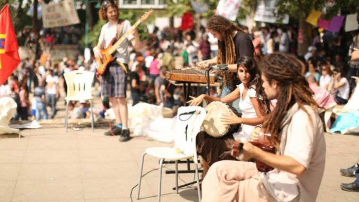 The members of Light in Babylon perform in Gezi Park in 2013 (source: 1st Gezi Soul Festival 2014)