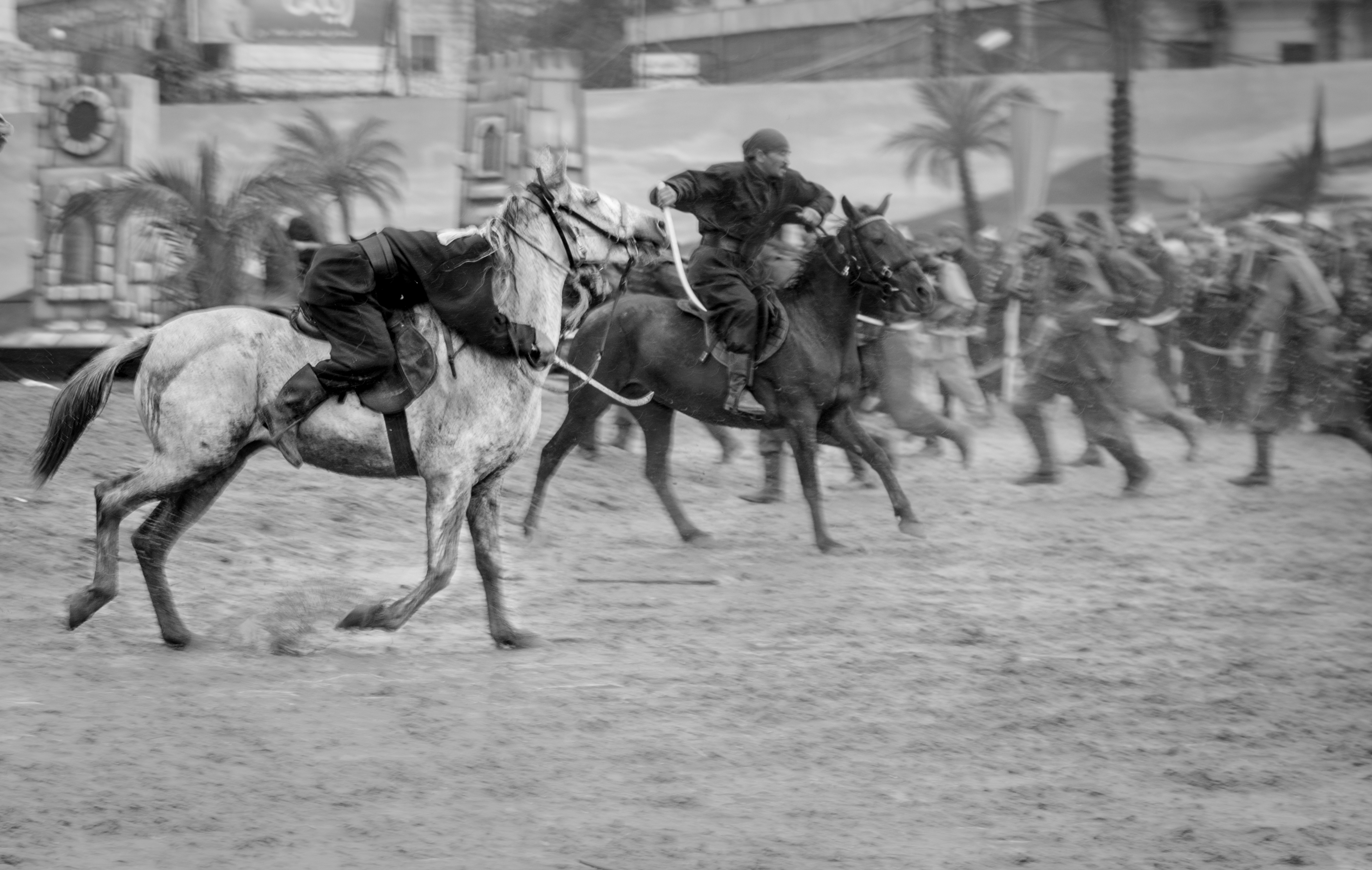 The ta'ziyeh features professional actors, horses and elaborate costumes, Nabatiyeh, Lebanon, November 2014 (photo: Maya Hautefeuille)