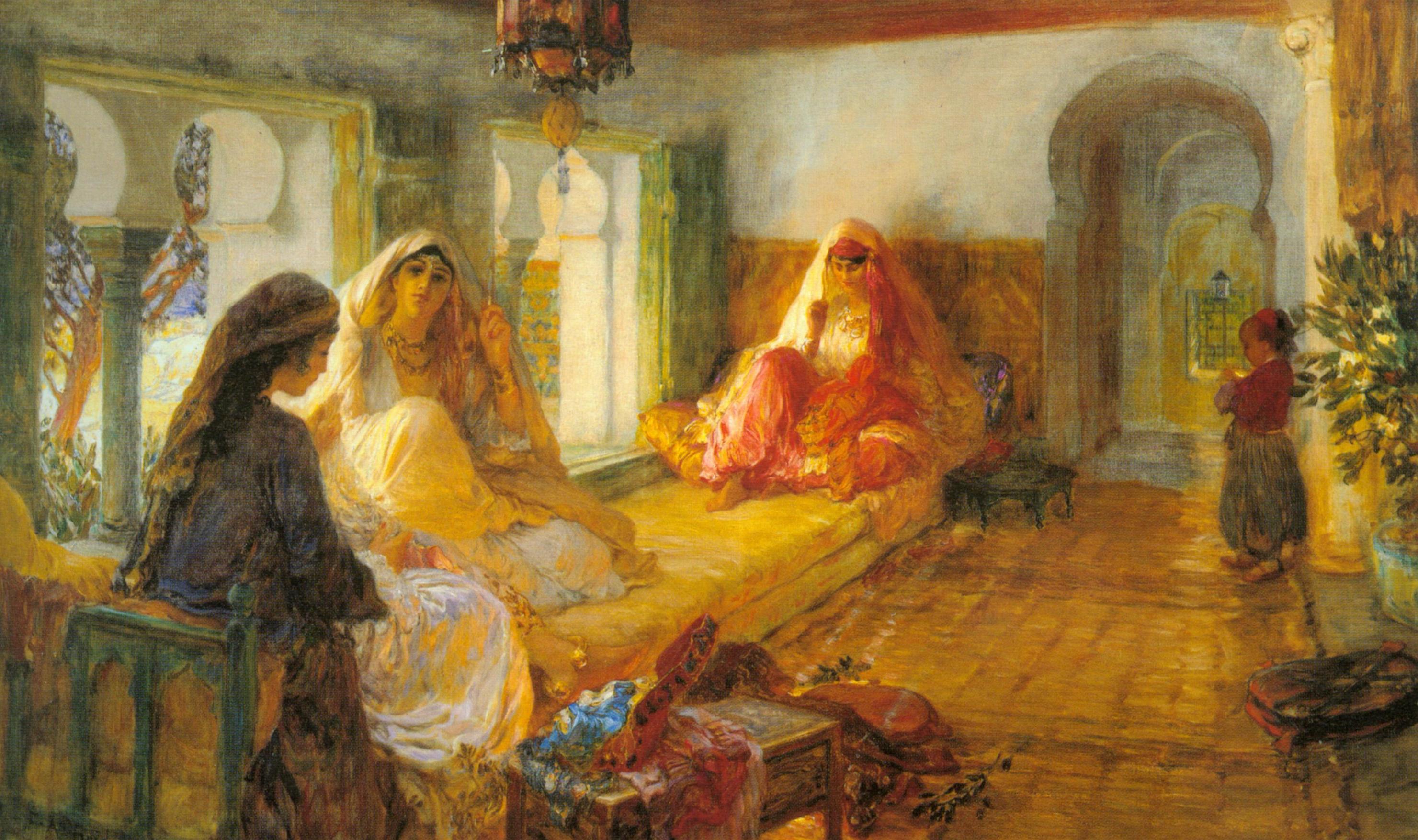 Im Serail: Ölgemälde des Orientmalers Frederick Arthur Bridgman; Quelle: wikipedia 