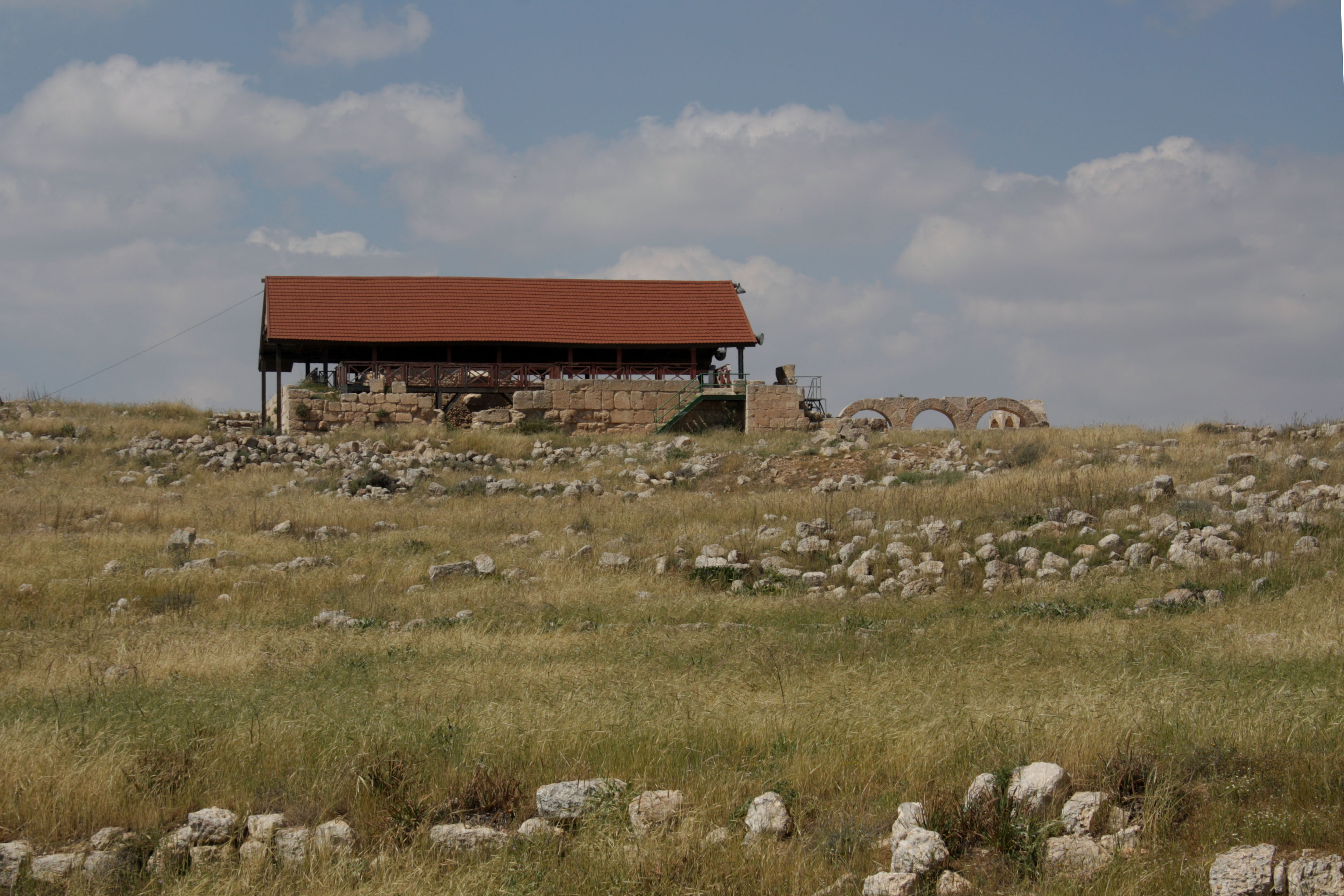 A view of the ancient synagogue, which was later turned into a mosque, from the road leading to Khirbet Susiya