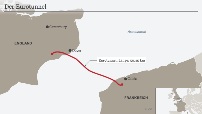 Karte des Eurotunnels. Quelle: DW