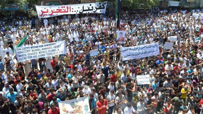 Anti-Assad demonstration in Kafranbel, close to Idlib (photo: Reuters