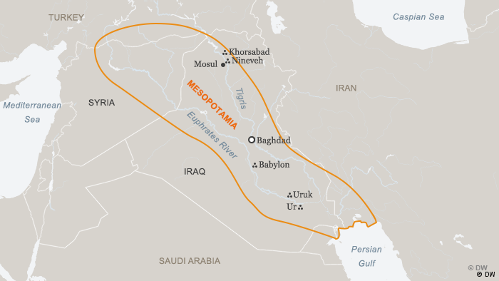 الإمبراطورية الأولى: كانت حضارة بلاد الرافدين تمثل المناطق التي تشغلها في الوقت الحالي سوريا والعراق، ومقسمة إلى الإمبراطورية الآشورية في الشمال، والإمبراطورية البابلية في الجنوب. قامت في البداية على عدة دويلات صغيرة، إلا أنها توسعت حوالي 5000 ق.م. توحدوا بعد ذلك ليشكلوا منطقة كبيرة واحدة.