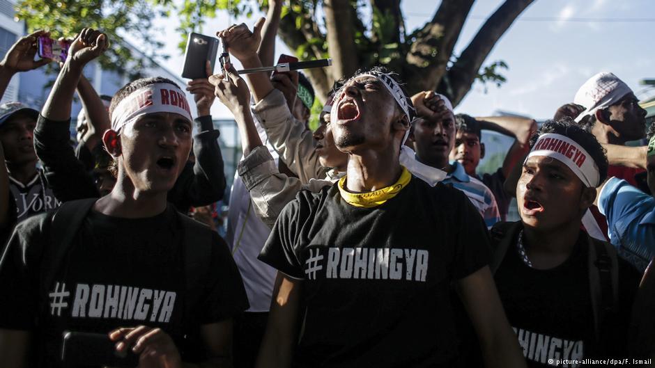 Demonstrators in Malaysia protest at Myanmar's treatment of its Rohingya Muslims