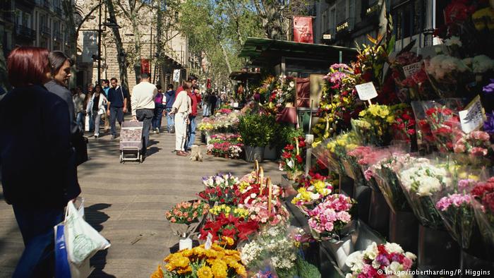 Archive photo of flower stalls on Las Ramblas