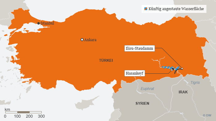 Karte Infografik Ilisu-Staudamm; Foto: DW