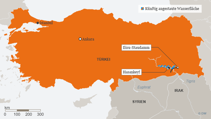 Infographic showing the location of the Ilisu dam (photo: DW)