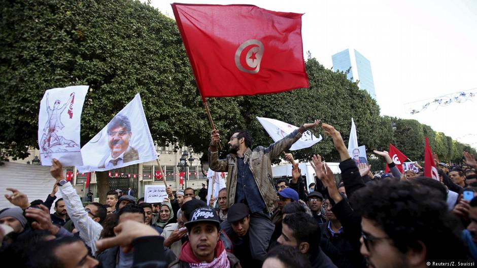 Demonstration junger Tunesier in Tunis, Januar 2016. Foto: Z/Soussi 