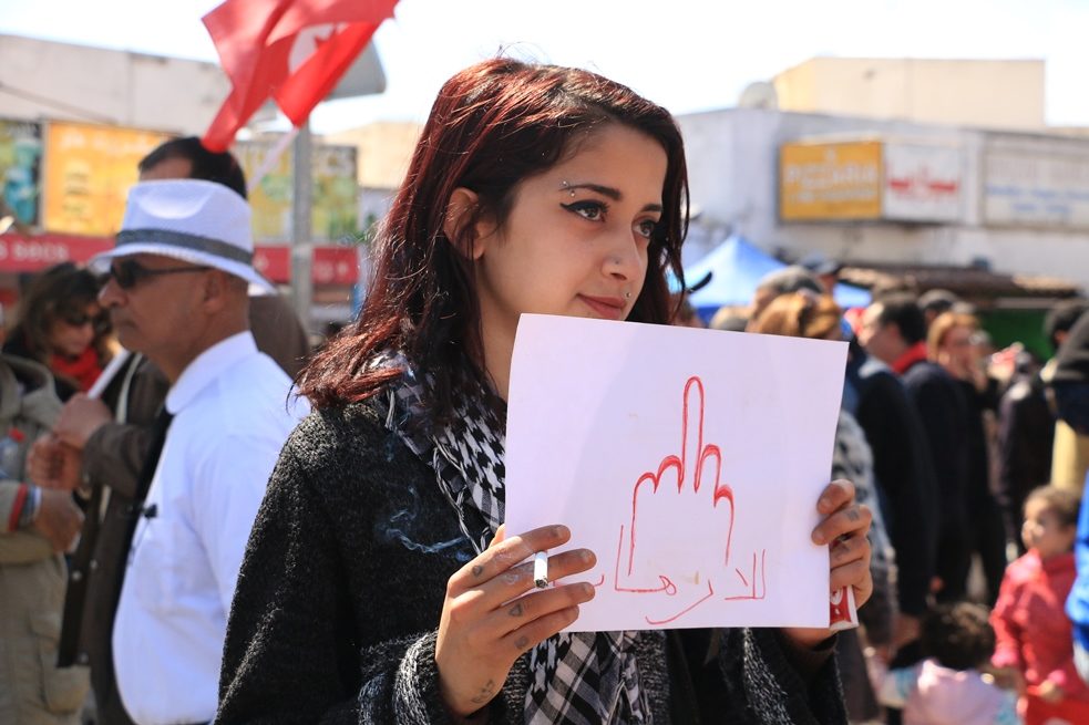 Protest in Tunis in spring 2012 against the conservative Islamic Ennahda party (photo: Aya Chebbi)