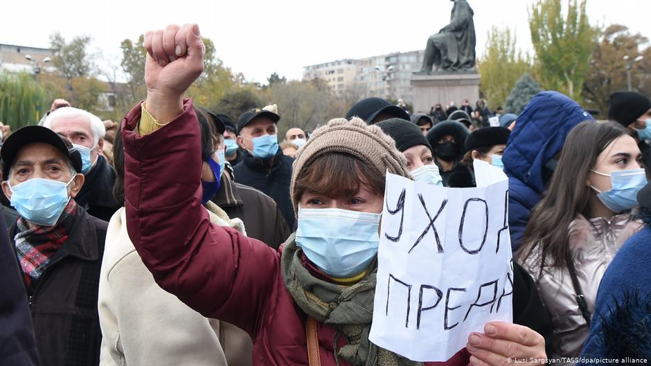 Protesters in the capital of Armenia, Erevan.