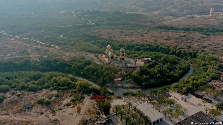 An aerial view shows a baptismal site known as Qasr el-Yahud on the River Jordan near Jericho in the Israeli-occupied West Bank, 30 March 2021. Picture taken with a drone (photo: REUTERS/Ilan Rosenberg)