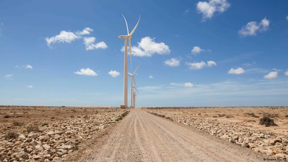 A wind turbine stands in Tarfaya (photo: Imane Djamil)