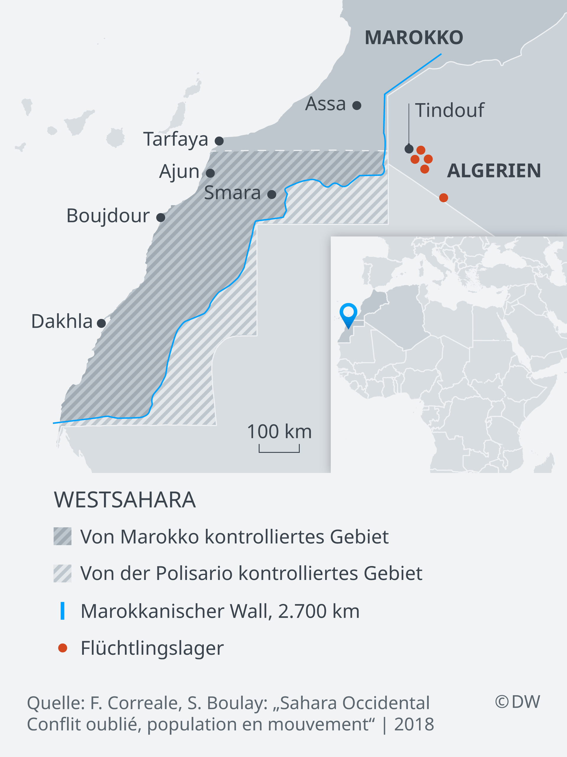 Westsahara Karte. Foto: DW