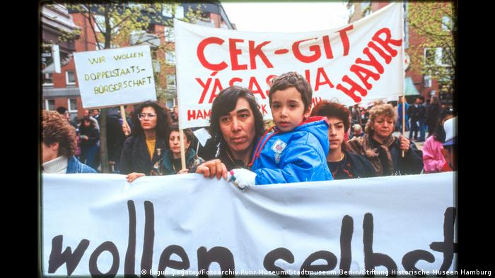 Demonstrators with banners