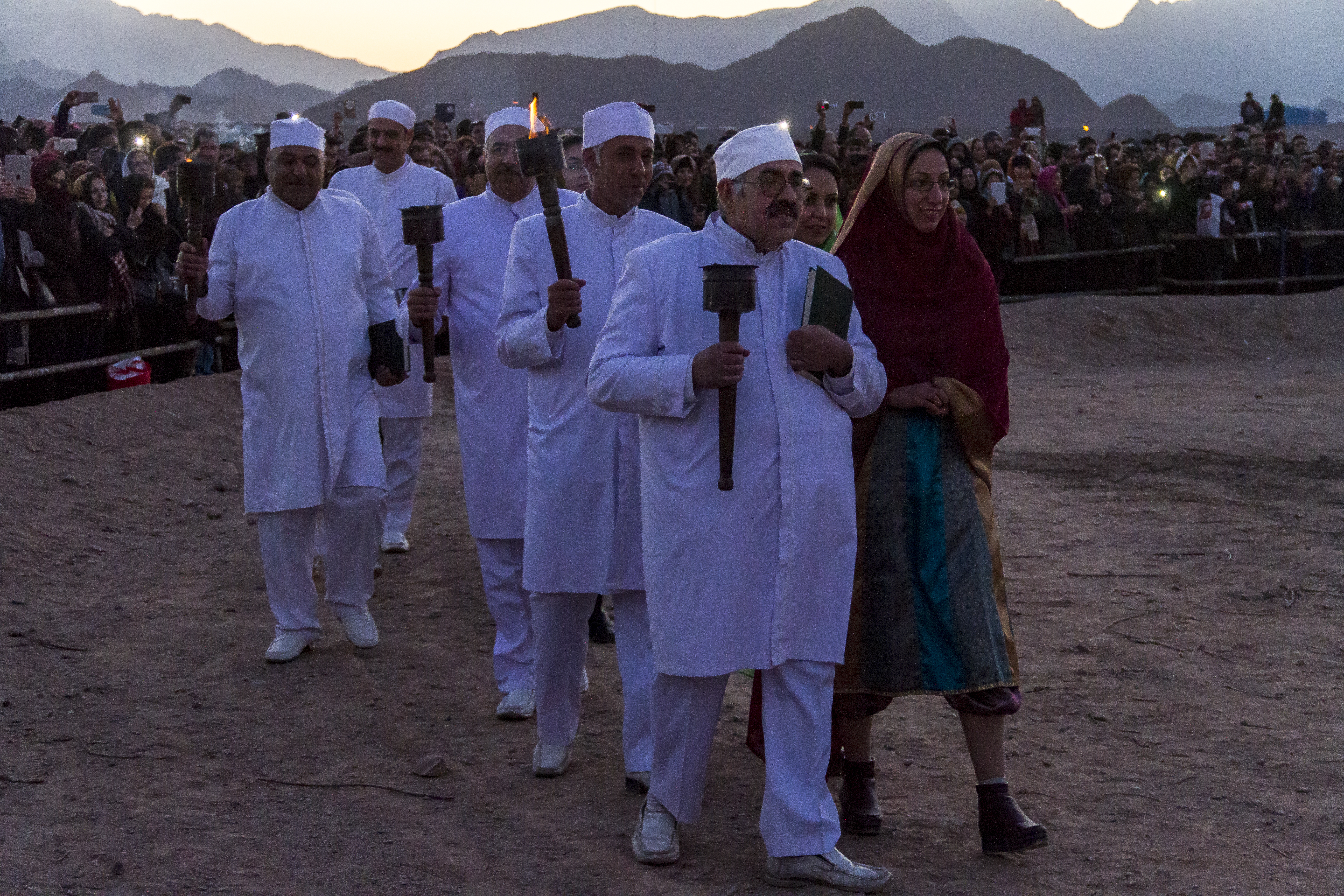 Before setting the wood on fire, Zoroastrian clerics pray in ancient Farsi (photo: Changiz M. Varzi)