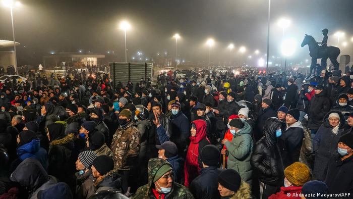 Scores of protesters on the streets of Almaty