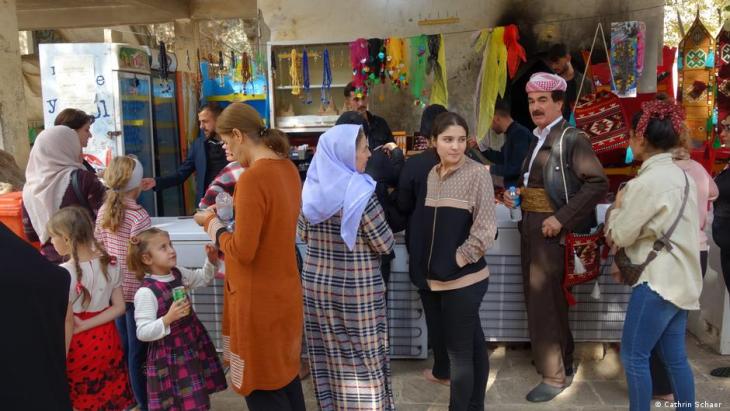 Iraq: scene at the entrance to the Yazidi Lalish Temple, October 2021 (photo: Cathrin Schaer)