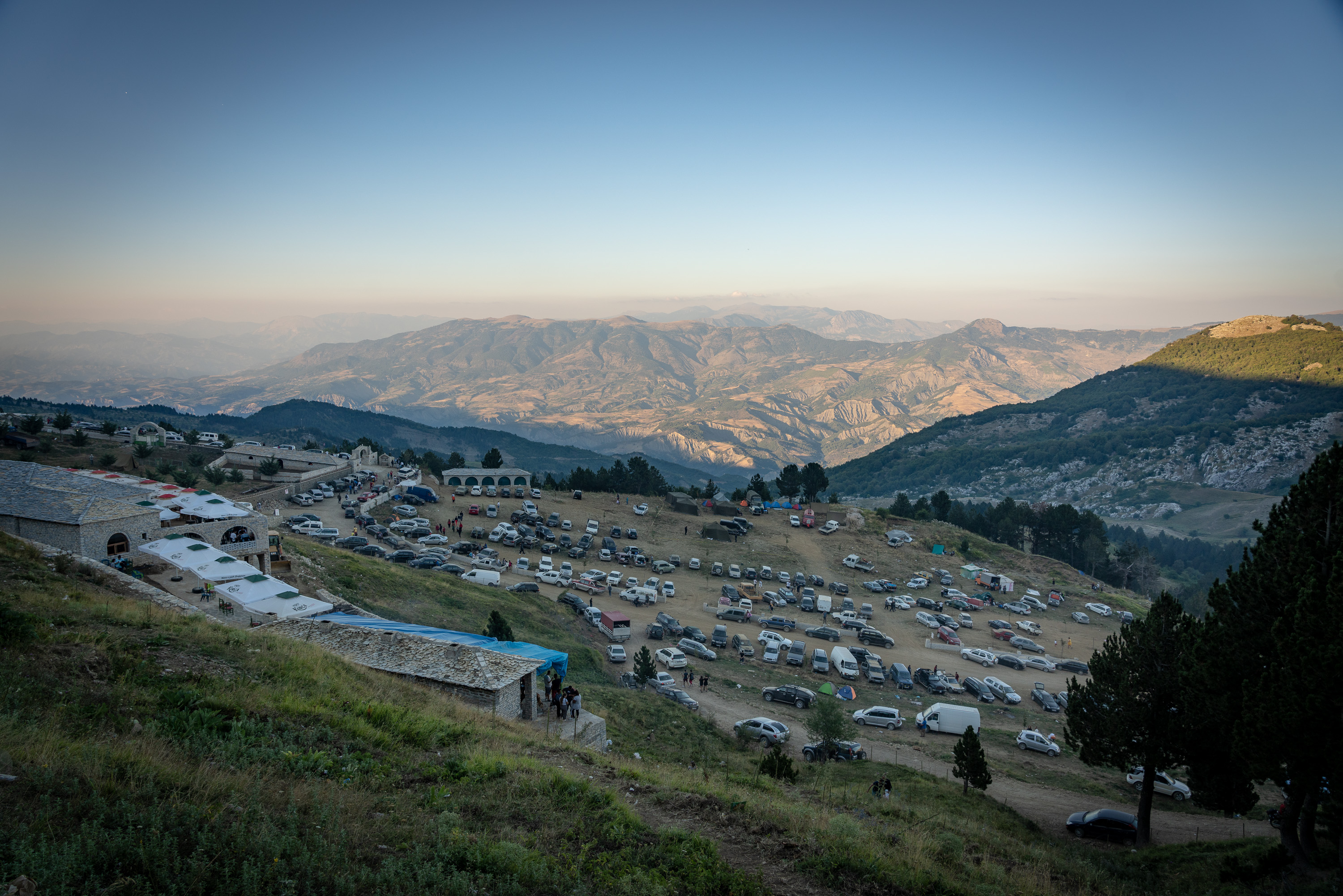 Mount Tomorr, in southwest Albania, site of an annual August pilgrimage believed to bring healing and luck. The festival commemorates Abbas ibn Ali, a Muslim saint who died at the 7th century battle of Karbala.