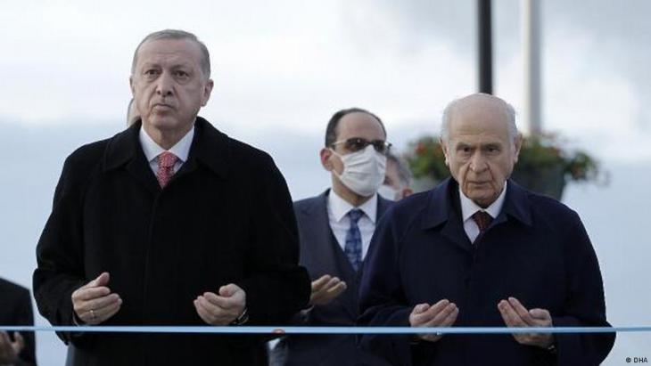 Flirting with nationalist support: Erdogan with MHP leader Devlet Bahceli (photo: DHA)