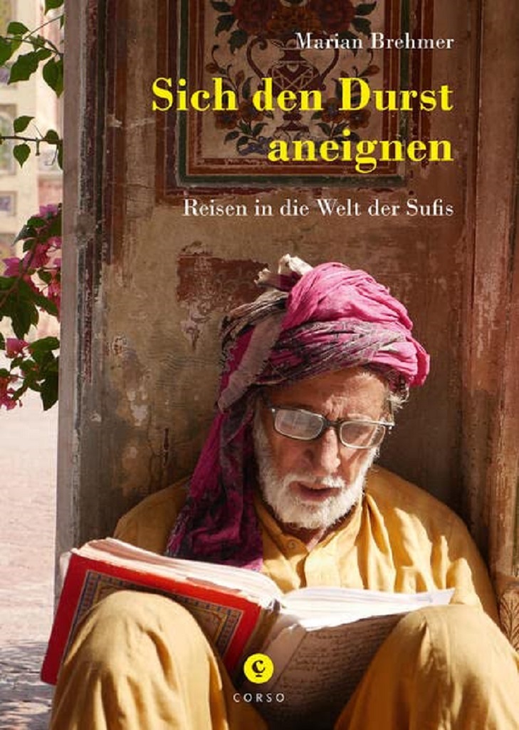 الغلاف الألماني لكتاب ماريان بريمَر الصادر بعنوان "عوِّدْ نفسك على العطش" (باللغة الألمانية عن دار نشر كورسو، سنة 2023). Buchcover von Marian Brehmers "Sich den Durst aneignen" Corso Verlag 2023; Quelle: Verlag