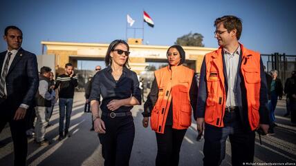 German Foreign Minister Annalena Baerbock at the Rafah border crossing between Egypt and the Gaza Strip