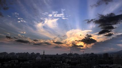 A sunset over the Damascus skyline. 