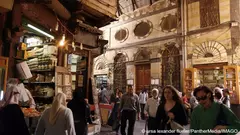 An alley with shops in the bazaar of the old city of Damascus, Syria